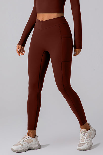 High Waist Active Leggings with Pockets - Leggings - FITGGINS