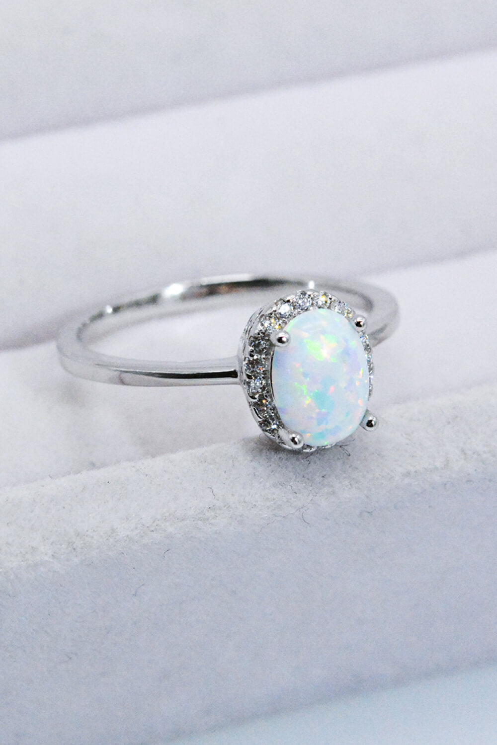 925 Sterling Silver 4-Prong Opal Ring - Rings - FITGGINS