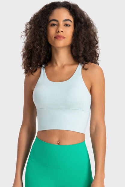 Millennia Crisscross Back Ladder Detail Sports Bra Mint Blue Fitggins