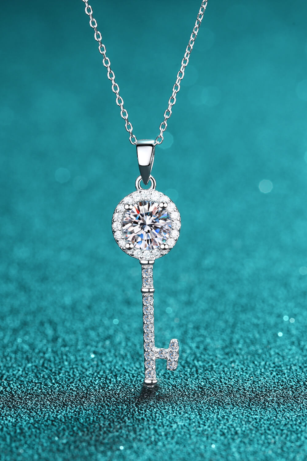 Adored Moissanite Key Pendant Necklace - Necklaces - FITGGINS