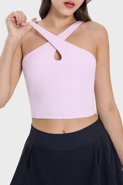 Millennia Crisscross Grecian Neck Active Cami - Crop Tops & Tank Tops - FITGGINS