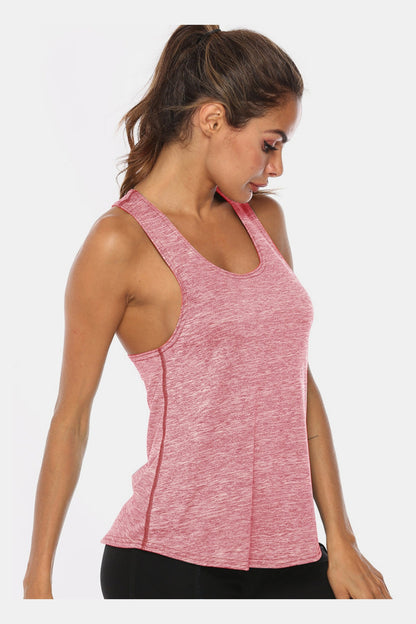 Full Size Scoop Neck Wide Strap Active Tank - Crop Tops & Tank Tops - FITGGINS