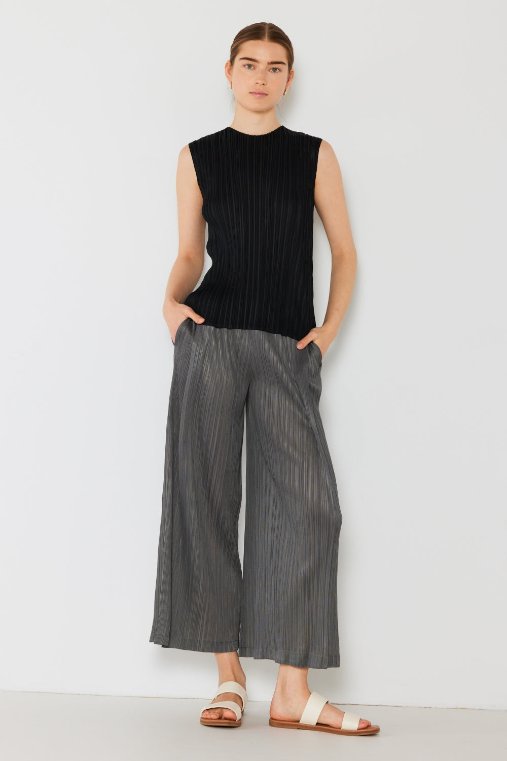 Marina West Swim Pleated Wide-Leg Pants with Side Pleat Detail - Pants - FITGGINS