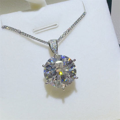 10 Carat Moissanite 925 Sterling Silver Pendant Necklace - Necklaces - FITGGINS