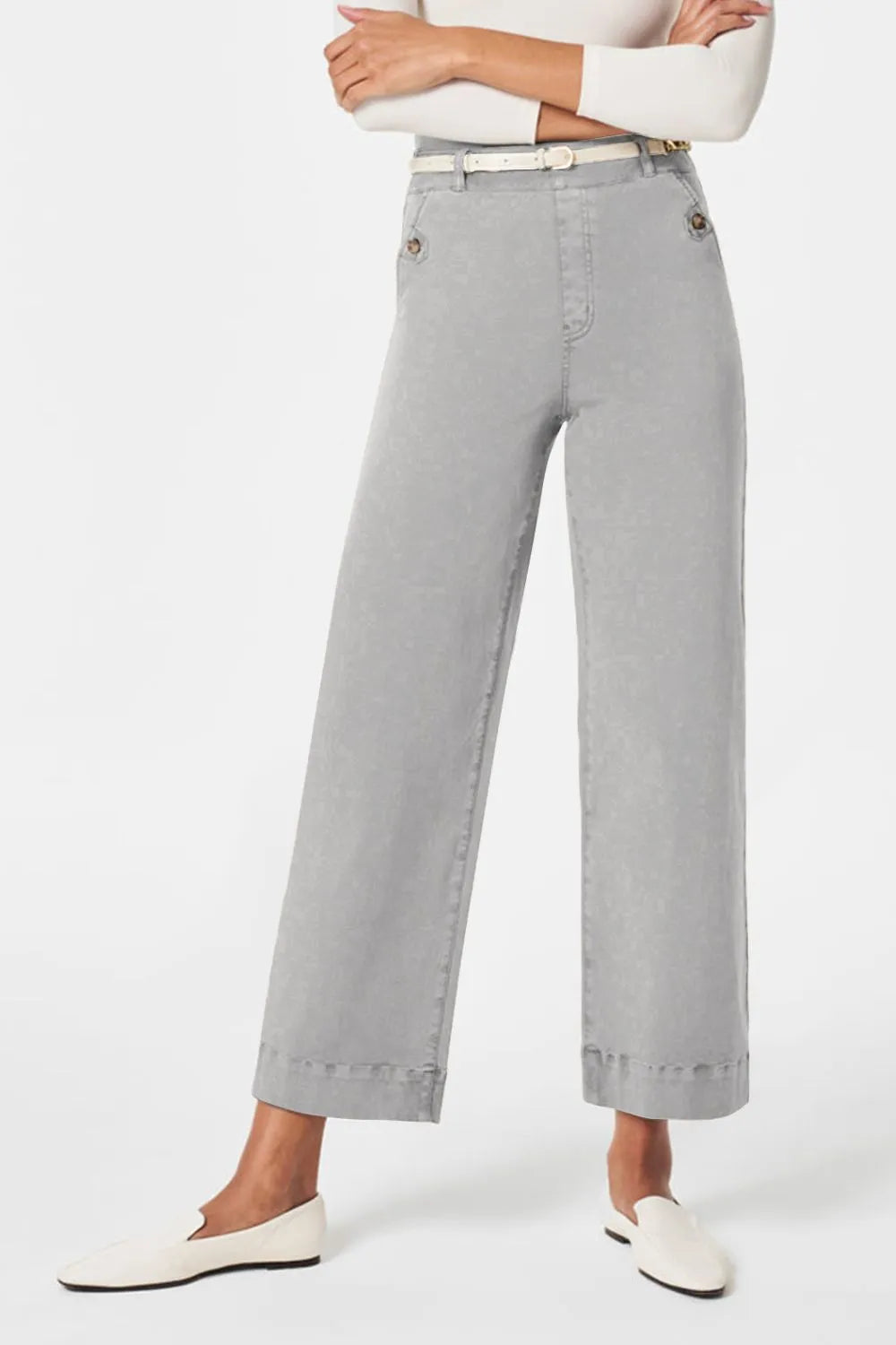 High Waist Jeans with Pockets Light Gray Fitggins