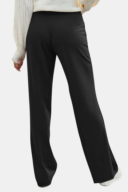 Decorative Button High Rise Pants - Pants - FITGGINS