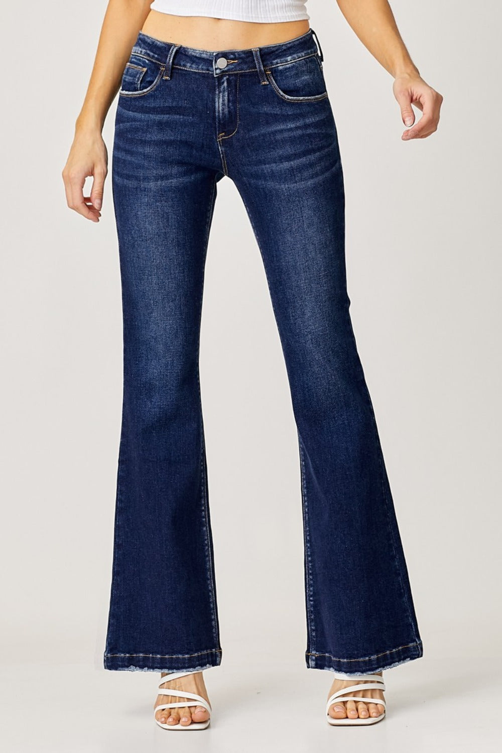 RISEN Full Size Low Rise Flare Jeans - Jeans - FITGGINS