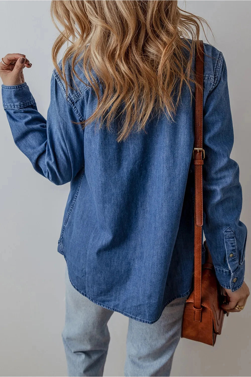 Button Up Long Sleeve Denim Jacket - Denim Jackets - FITGGINS