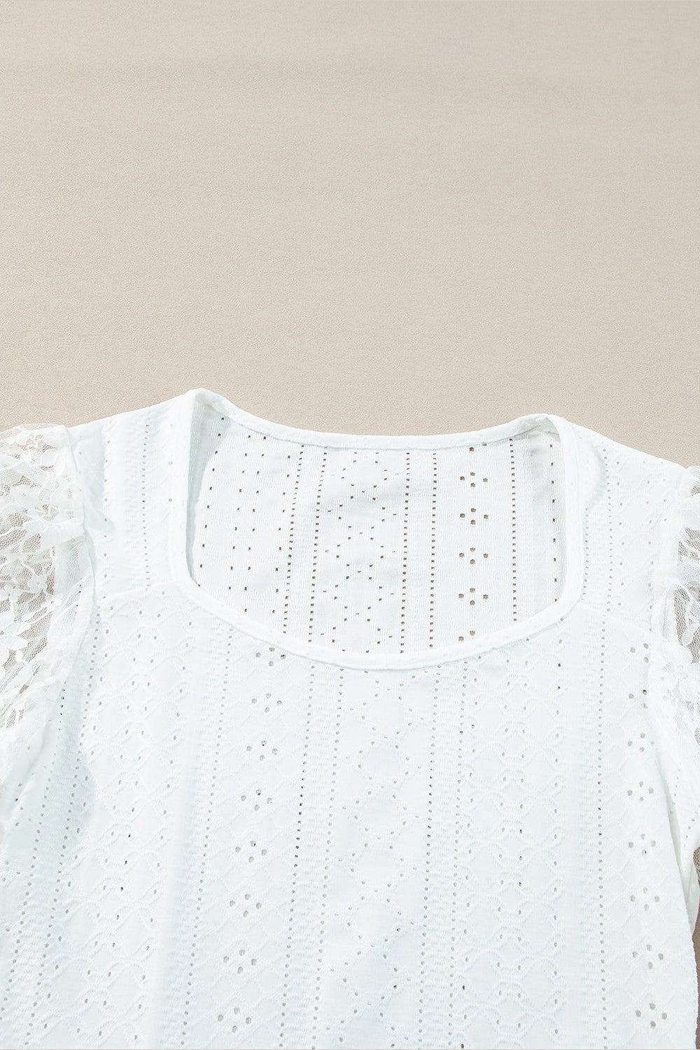 Eyelet Lace Long Sleeve Bodysuit - Bodysuit - FITGGINS