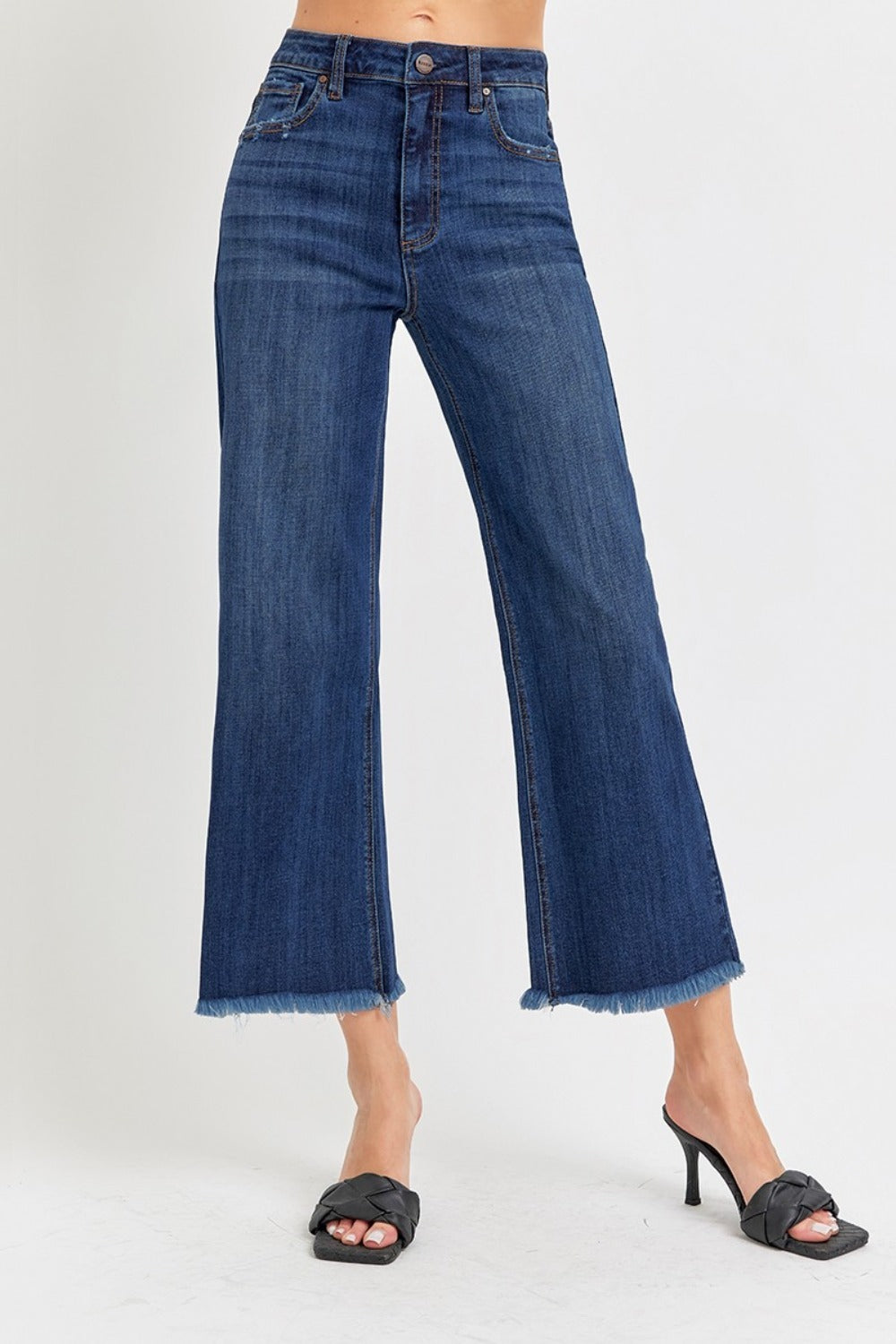 RISEN Full Size Raw Hem Cropped Wide Leg Jeans - Jeans - FITGGINS