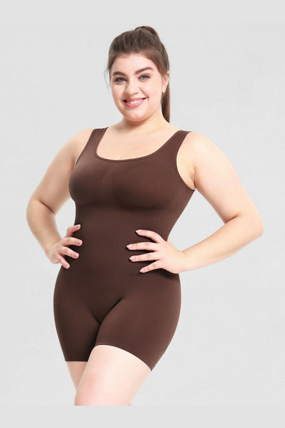 Scoop Neck Wide Strap Shaping Romper - Shapewear - FITGGINS