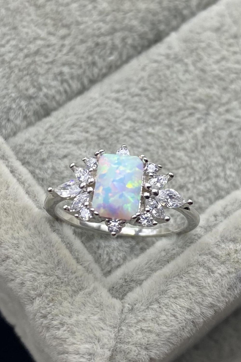 925 Sterling Silver Zircon and Opal Ring - Rings - FITGGINS