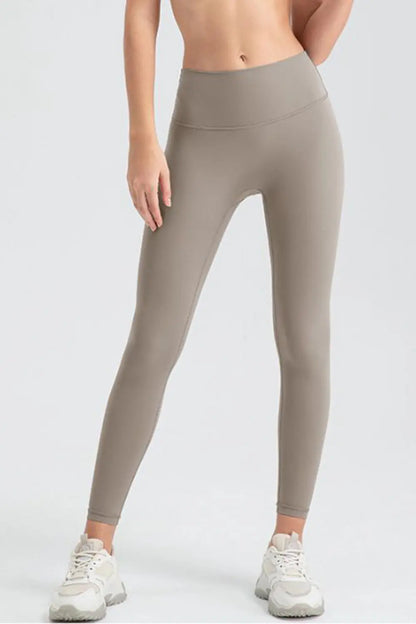 Wide Waistband Sport Leggings Khaki Fitggins