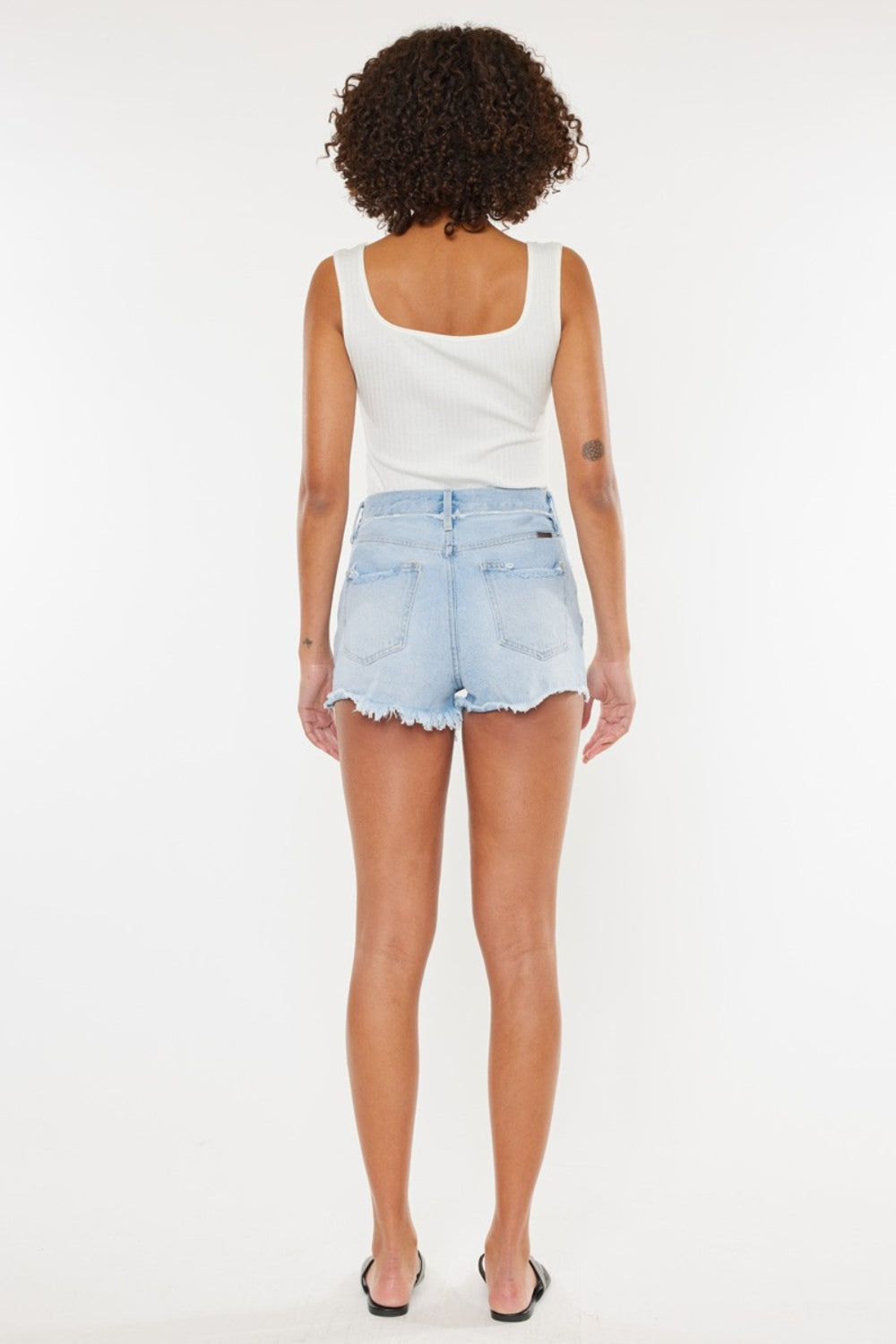 Kancan Distressed Button Fly Denim Shorts - Denim Shorts - FITGGINS