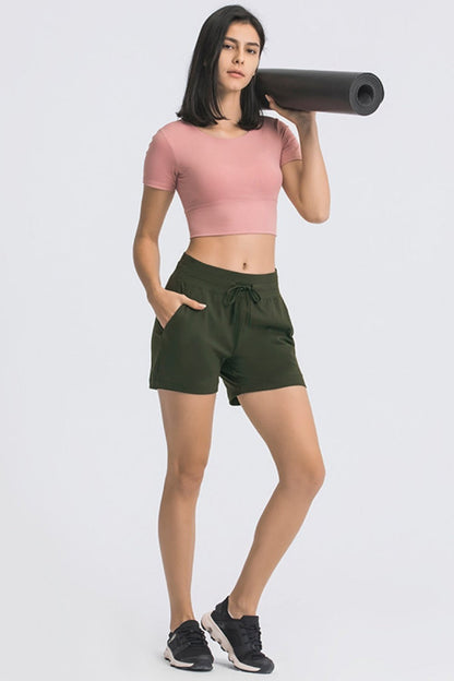 Waist Tie Active Shorts - Short Leggings - FITGGINS