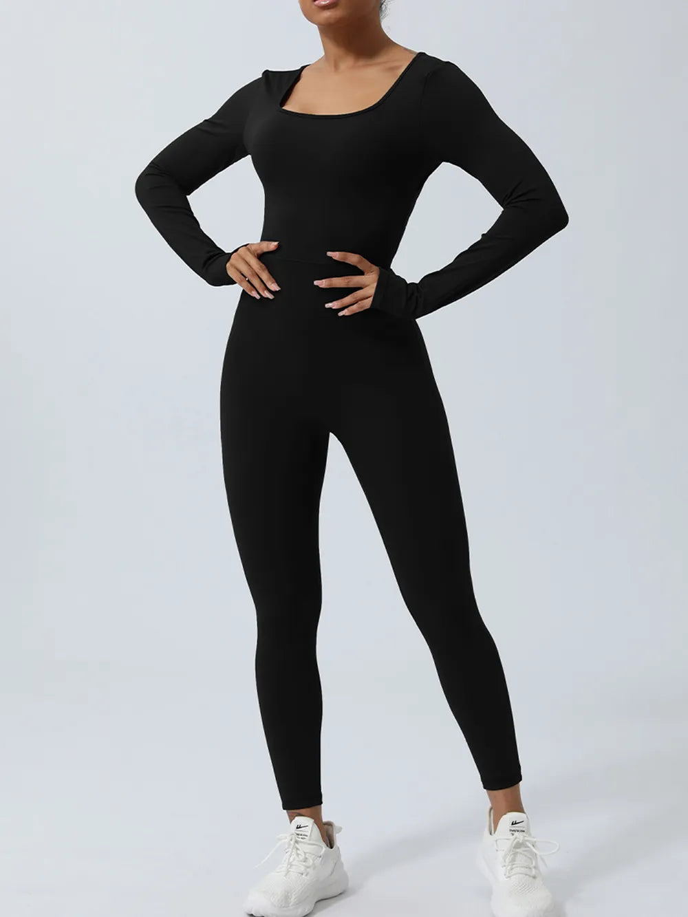 Twisted Backless Long Sleeve Jumpsuit Black Fitggins