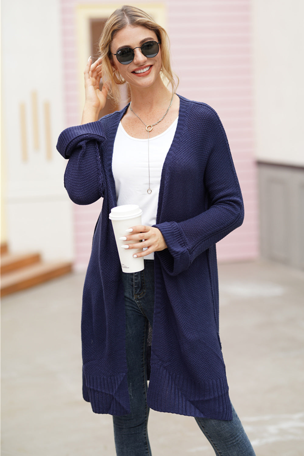 Open Front Long Sleeve Cardigan - Cardigans - FITGGINS