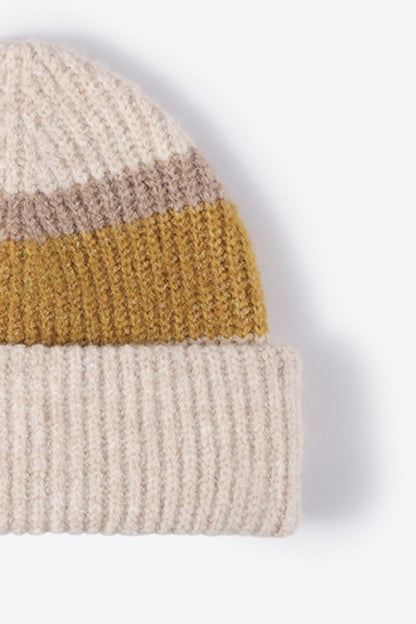 Tricolor Cuffed Knit Beanie - Hats - FITGGINS