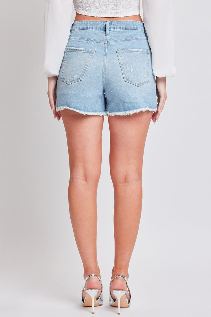 YMI Jeanswear Distressed Frayed Hem Denim Shorts - Denim Shorts - FITGGINS