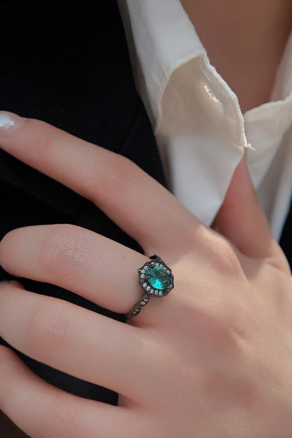 925 Sterling Silver Paraiba Blue Zircon 4-Prong Ring - Rings - FITGGINS