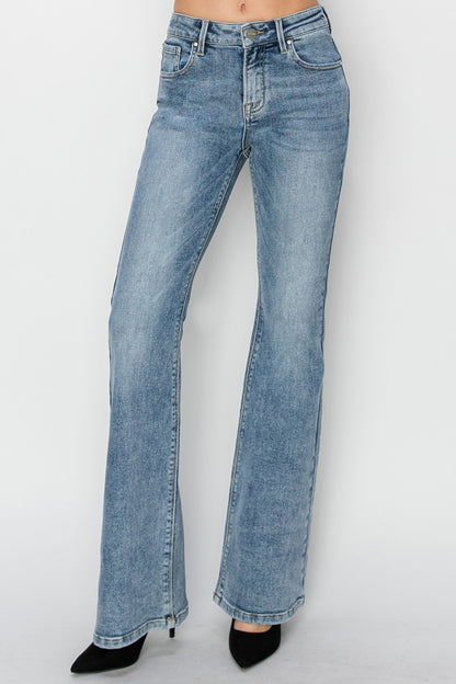 RISEN Full Size Mid Rise Bootcut Jeans - Jeans - FITGGINS