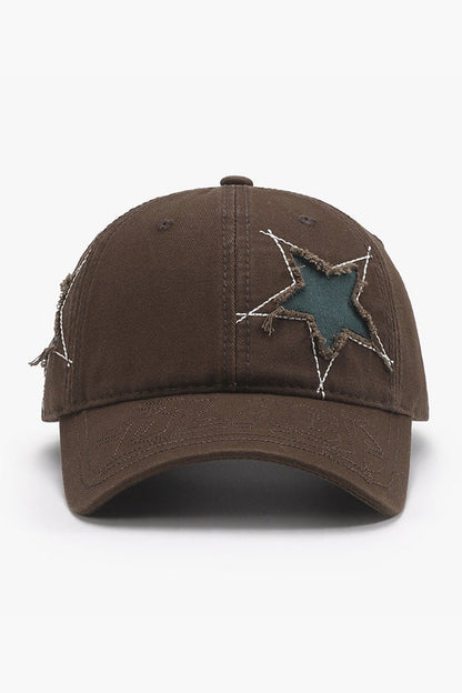 Adjustable Star Raw Hem Cap - Hats - FITGGINS