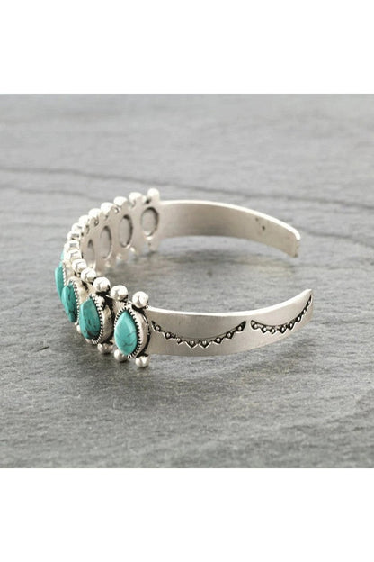 Artificial Turquoise Alloy Open Bracelet - Bracelets - FITGGINS