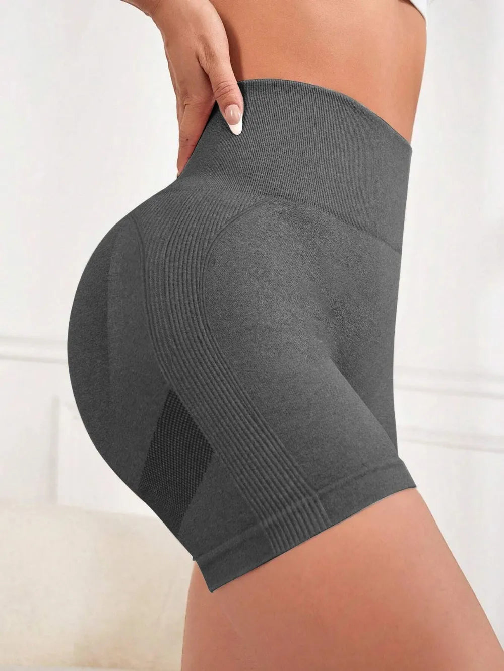 High Waist Active Shorts Dark Gray Fitggins