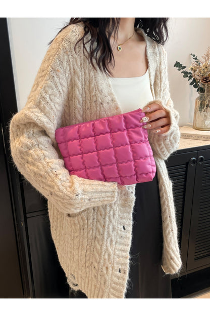 Quilted Plaid Clutch with Zipper - Handbag - FITGGINS