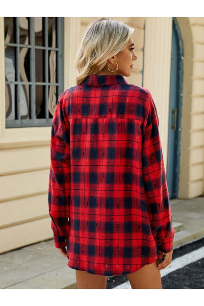 Plaid Button Up Long Sleeve Shirt - Shirts - FITGGINS