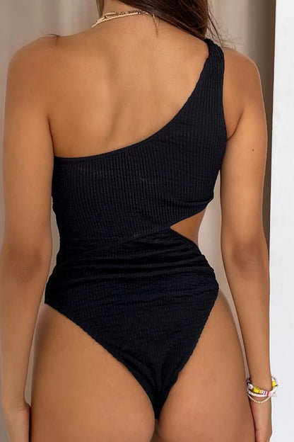 Cutout Single Shoulder One-Piece Swimwear - Swimwear One-Pieces - FITGGINS