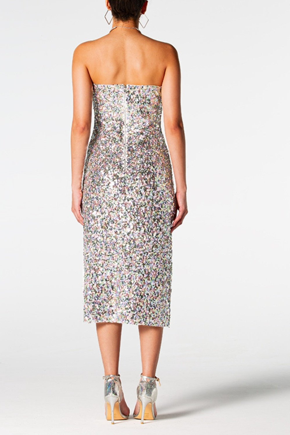 Sequin Straight Neck Midi Wrap Dress - Cocktail Dresses - FITGGINS