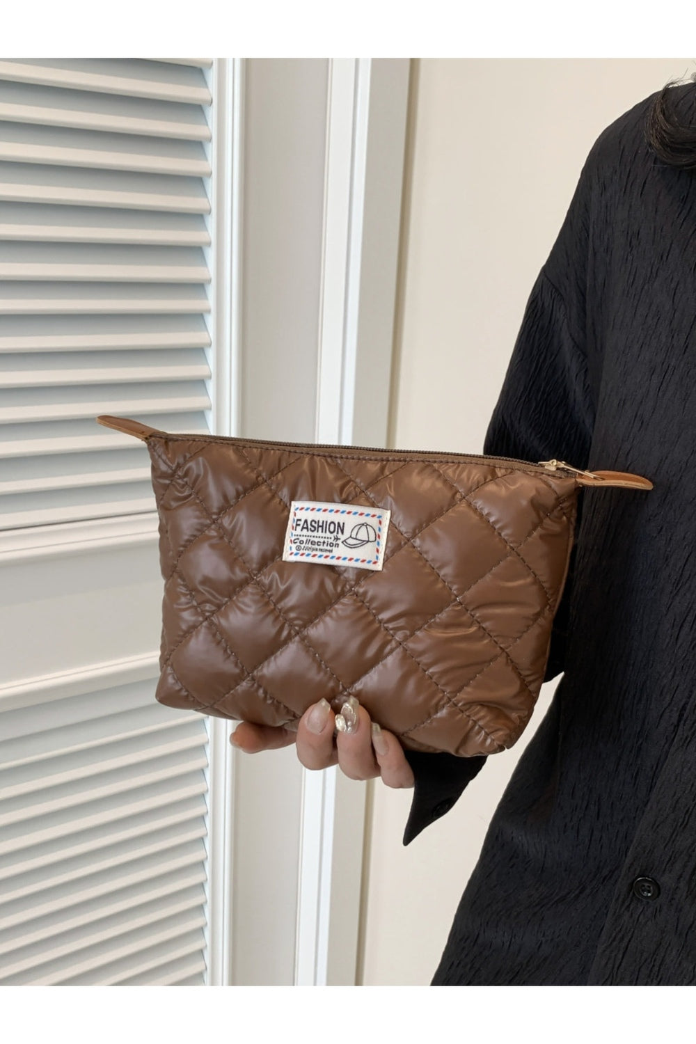 Solid Quilted Clutch with Zipper - Handbag - FITGGINS