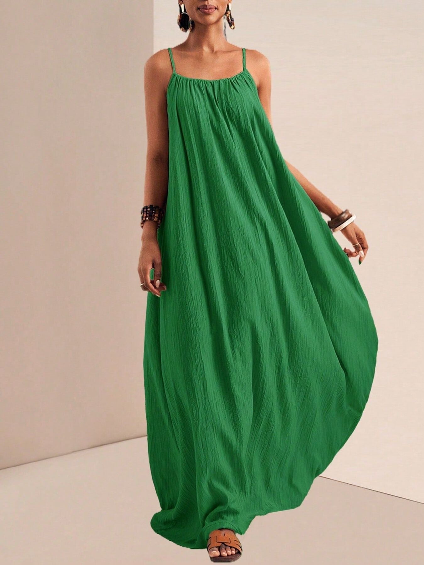 Spaghetti Strap Flowy Maxi Dress Fitggins