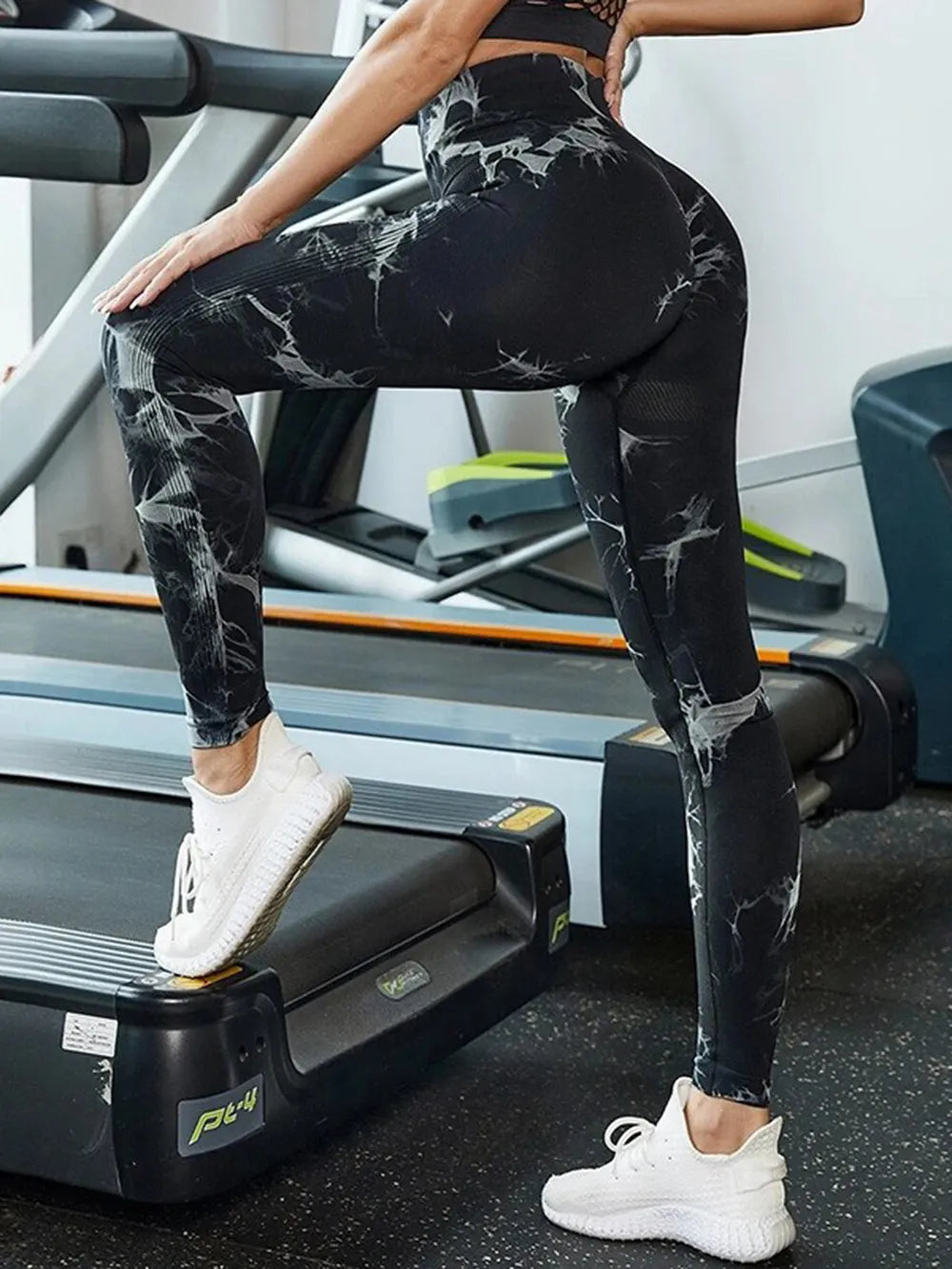 Tie-Dye High Waist Active Leggings Black Fitggins