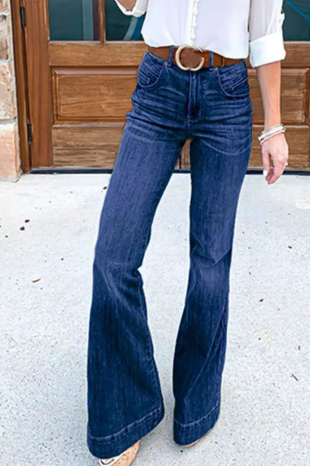 Full-Size Flare Jeans with Pockets — Plus Size Medium Fitggins