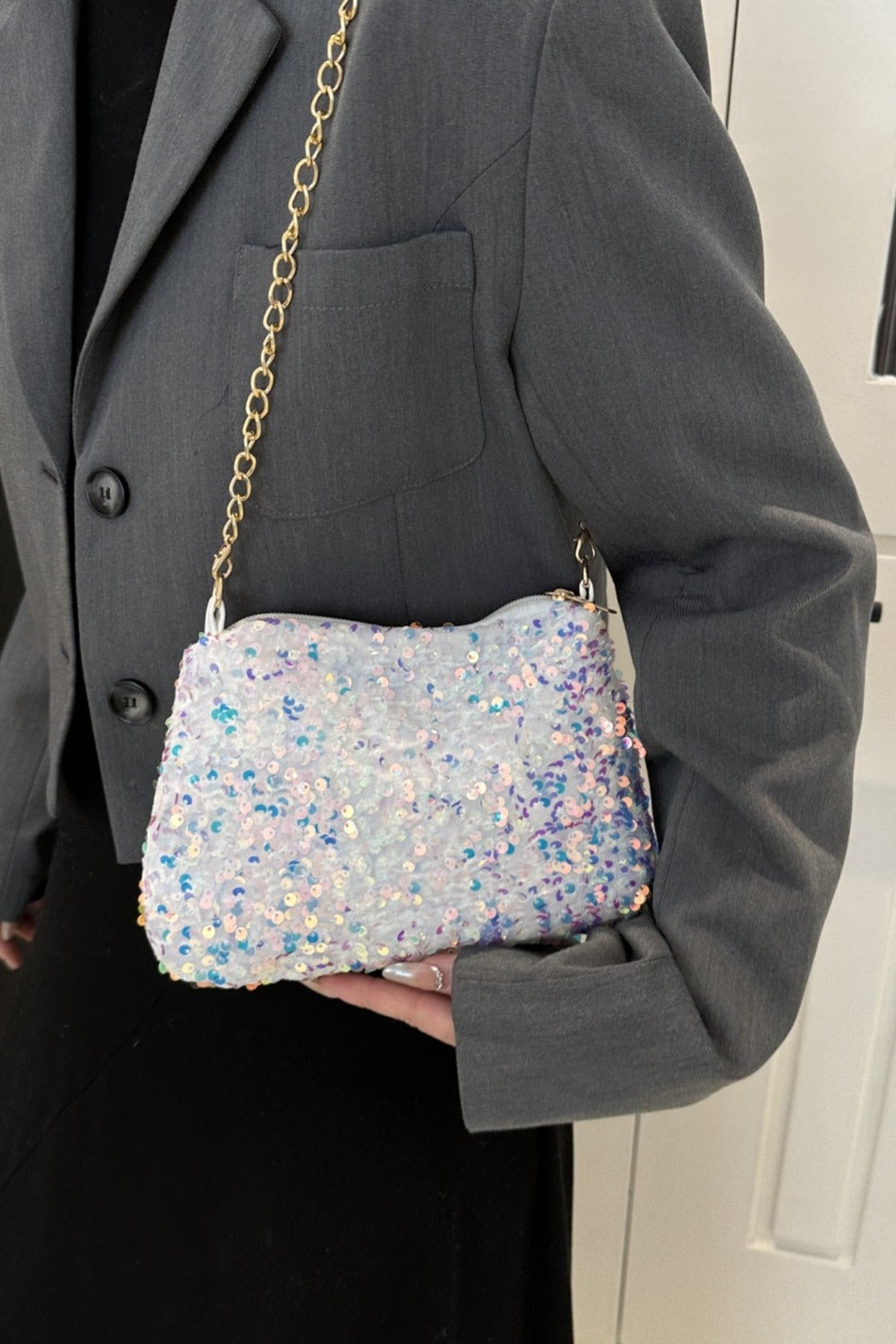 Sequin Removable Strap Shoulder Bag - Handbag - FITGGINS