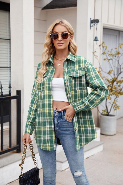 Mandy Plaid Button Up Long Sleeve Shirt Fitggins