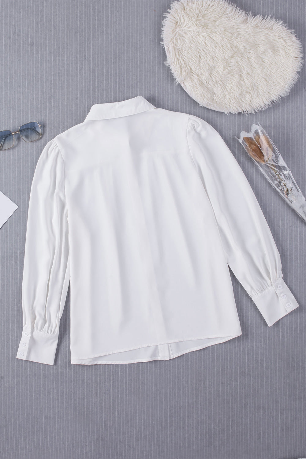 Gathered Detail Puff Sleeve Shirt - Shirts - FITGGINS