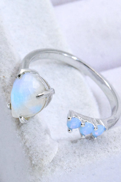 18K Rose Gold-Plated Moonstone Open Ring - Rings - FITGGINS