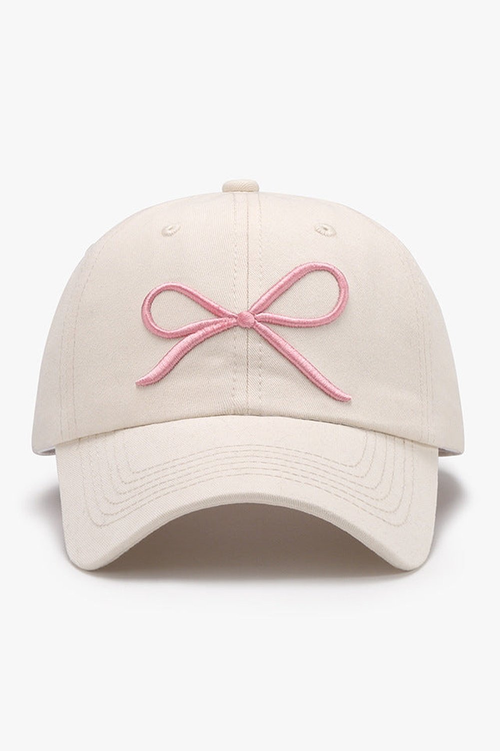 Bow Embroidered Cotton Baseball Cap - Hats - FITGGINS