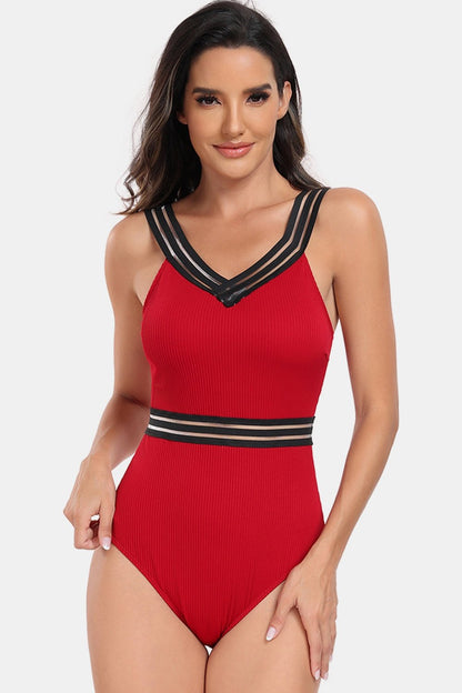 V-Neck One-Piece Swimwear - Swimwear One-Pieces - FITGGINS