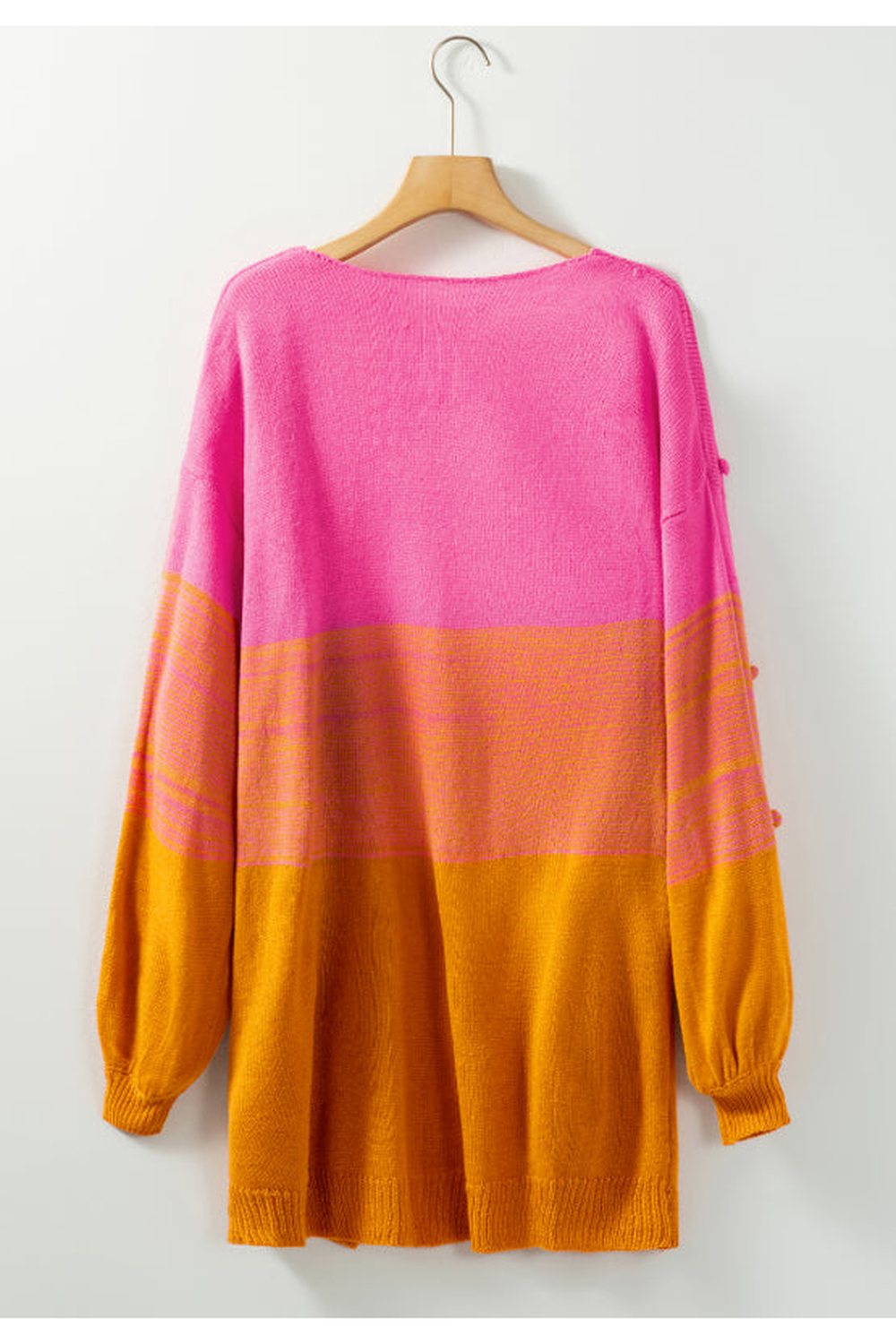 Pompom Color Block Open Front Cardigan - Cardigans - FITGGINS