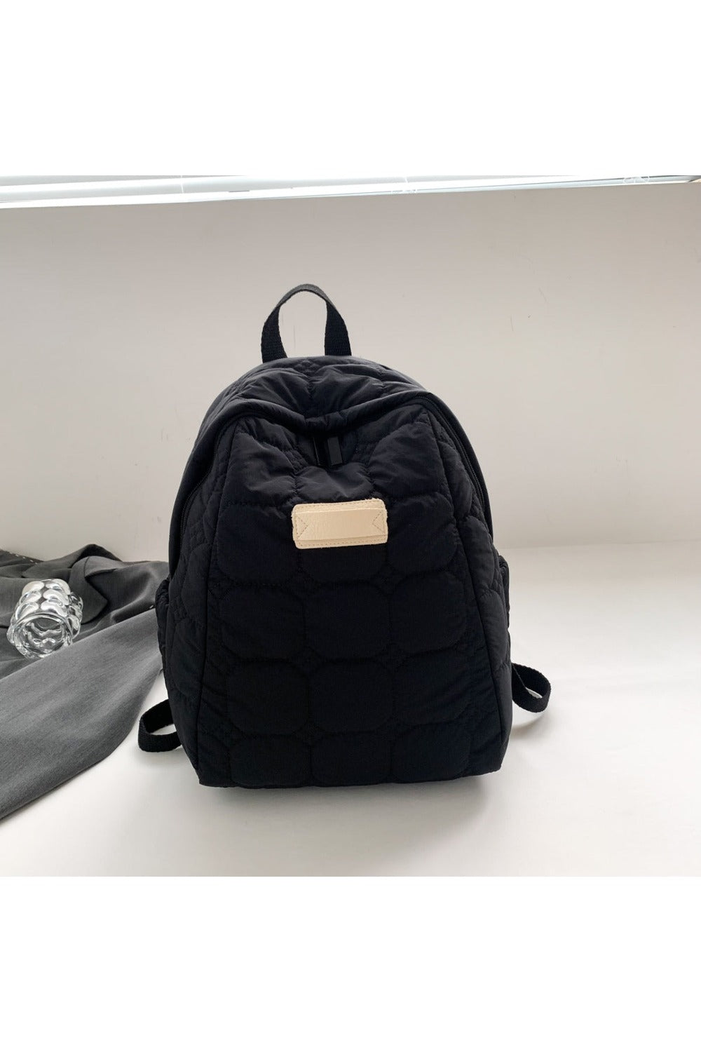 Quilted Polyester Backpack Bag - Handbag - FITGGINS