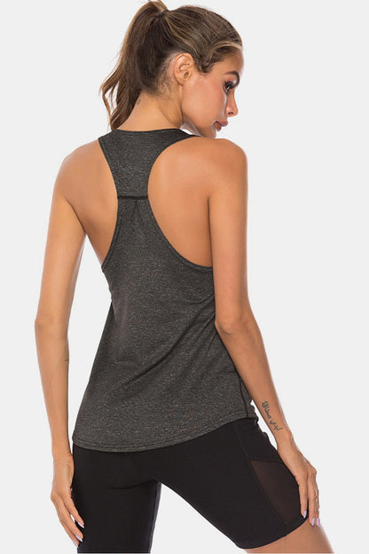 Full Size Scoop Neck Wide Strap Active Tank - Crop Tops & Tank Tops - FITGGINS