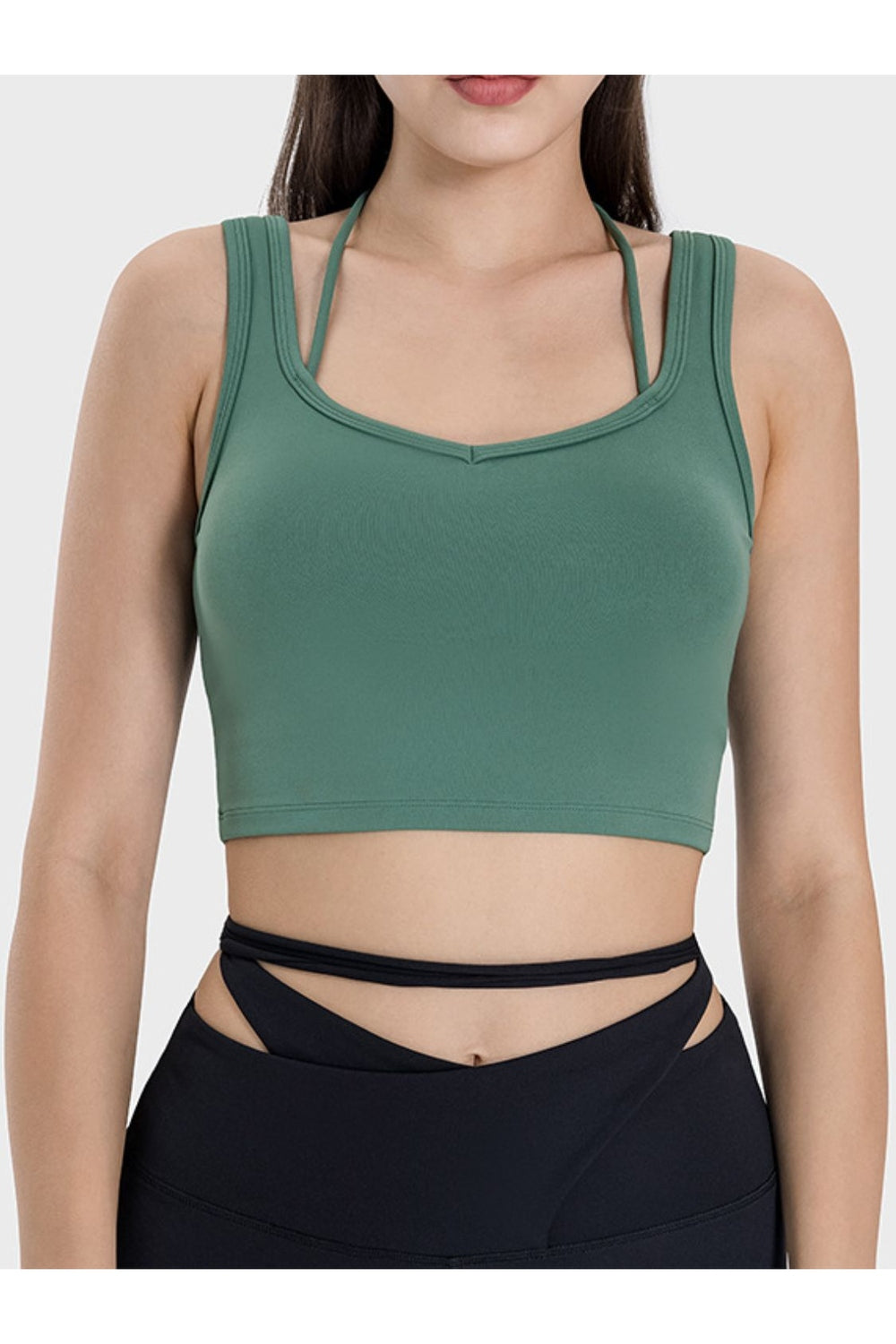 Millennia Crisscross Square Neck Active Tank - Crop Tops & Tank Tops - FITGGINS