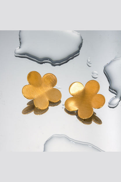 18K Gold-Plated Stainless Steel Flower Stud Earrings - Earrings - FITGGINS