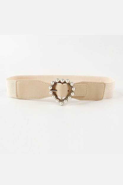 Pearl Heart Buckle Elastic Belt - Belt - FITGGINS