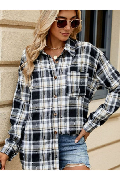 Plaid Button Up Long Sleeve Shirt - Shirts - FITGGINS