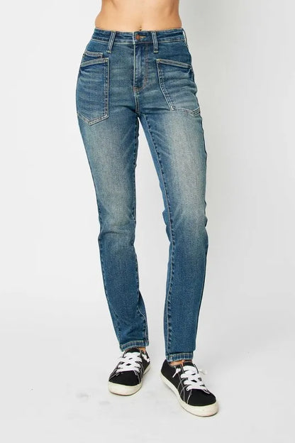 Judy Blue Full Size High Waist Skinny Jeans Dark Fitggins
